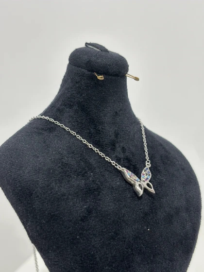 گردنبند نقره زنانه اصل با پلاک پروانه 981