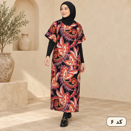 پیراهن ساحلی نخی آستین کوتاه 5024