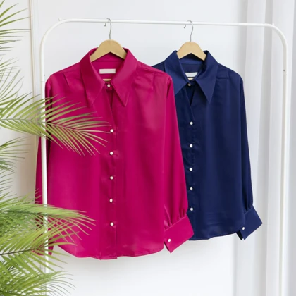 شومیز ساتن چین‌دار