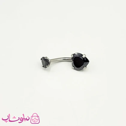 پیرسینگ ناف با نگین قلبی مشکی کد 698