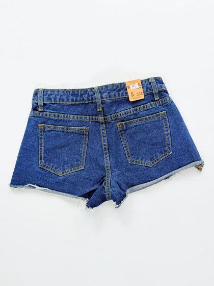 شورتک کوتاه زنانه جین پاچه ریش ساده