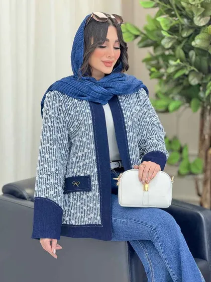 مانتو جین نواردوزی جیب سگک