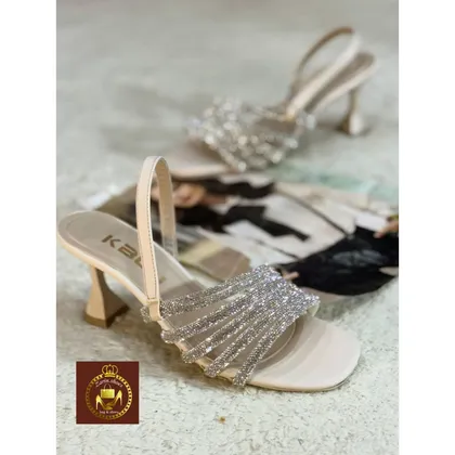 صندل مجلسی نگینی رکابدار زنانه پاشنه 6 سانت
