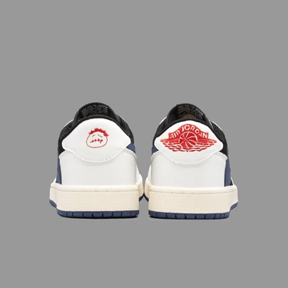 نایکی جردن 1 ساق کوتاه ترویس اسکات سفید سرمه ای Nike Jordan 1 Low Travis Scott White Navy