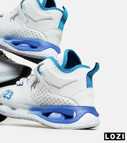 کفش کتانی ساق‌دار سفید آبی مردانه Nike air jordan 23