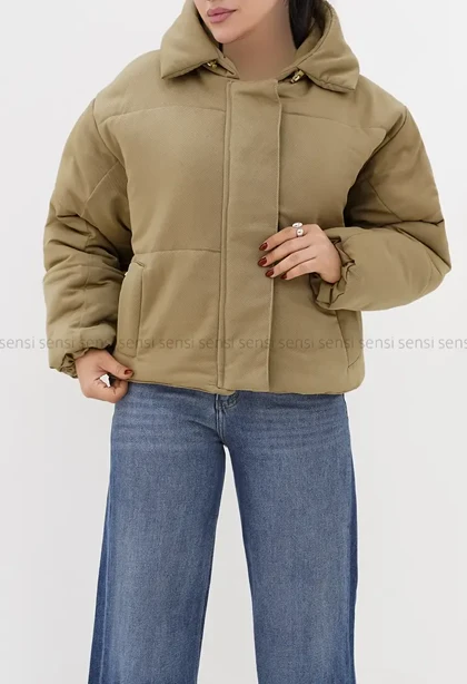 کاپشن کوتاه کتان کج راه کد1004770