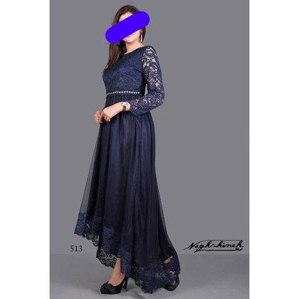پیراهن بارداری گیپور آستین بلند پشت بلند کد 2534