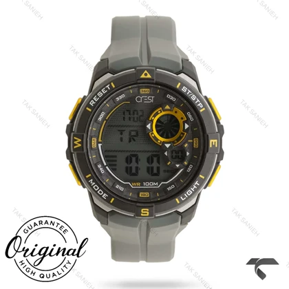 ساعت کرست مردانه 9502-1 مشکی بند طوسی Crest-11374-U