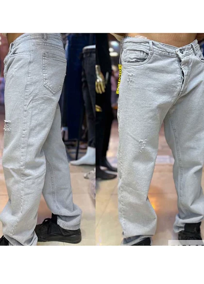 شلوار جین مام استایل طوسی روشن مردانه مدل Barad ویژه