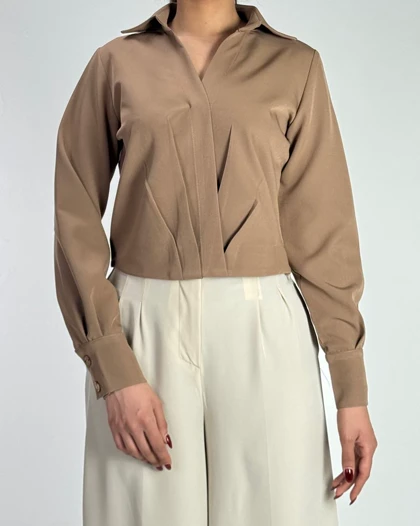 شومیز پیلی دار بغل زیپ   کد 500478