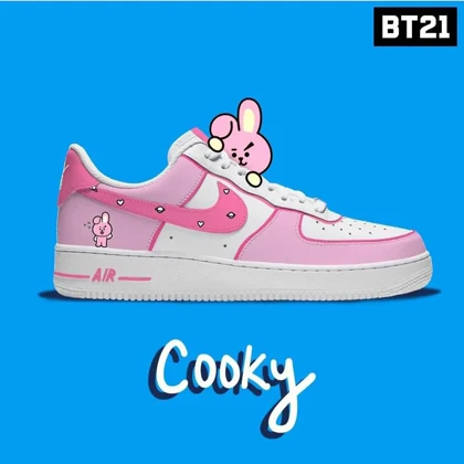 کفش کتانی زنانه و مردانه ایرفورس کاستوم | کتانی bts طرح cooky کد 257073