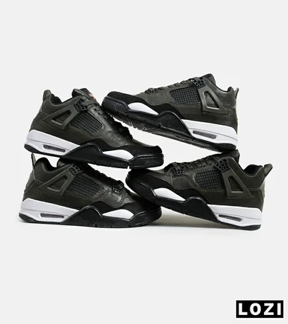 کتانی ساق‌دار زنانه و مردانه سبز زیتونی Nike air jordan 4 مدل 6019