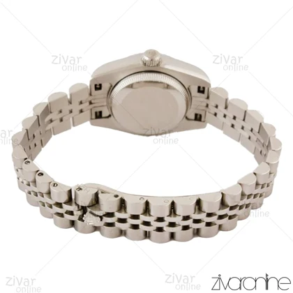 ساعت رولکس دیت جاست زنانه سیلور ایندکس نگین‌دار اسمال 104415