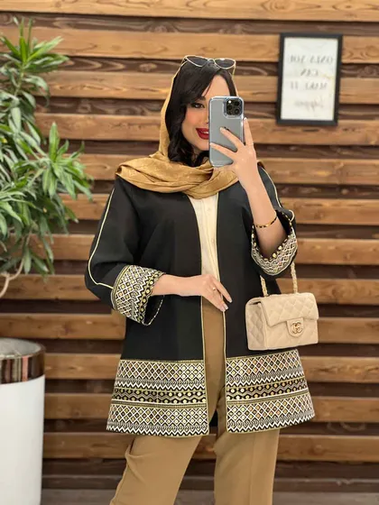 مانتو ژاکارد پولک دوزی