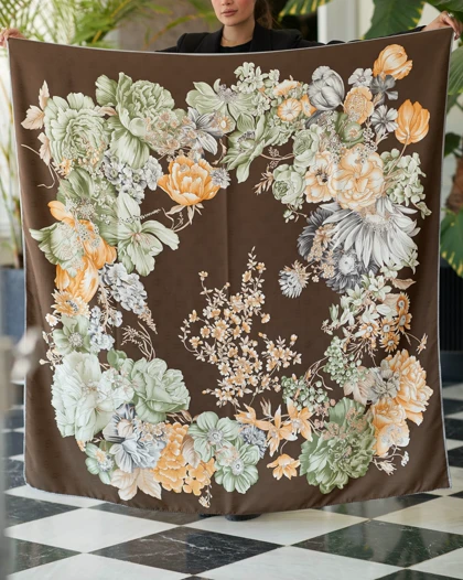 روسری ابریشم ژاکارد قواره 140 30208