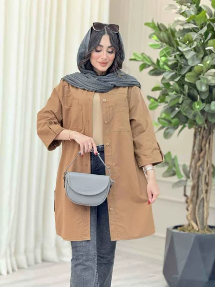 مانتو بغل سه دکمه جیب دوبل