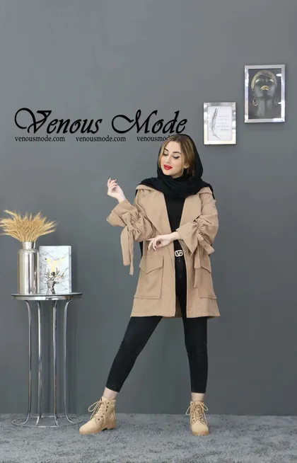 مانتو کتی آستین بنددار مخمل