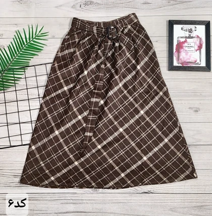 دامن چهارخونه پشمی قد 75 کد 50129