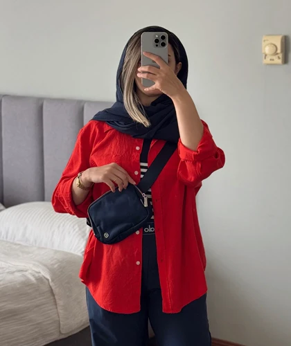 شومیز لینن قرمز CH&M210