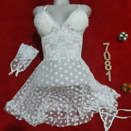 لباس خواب توری کاپ‌دار Anahel کد 7081