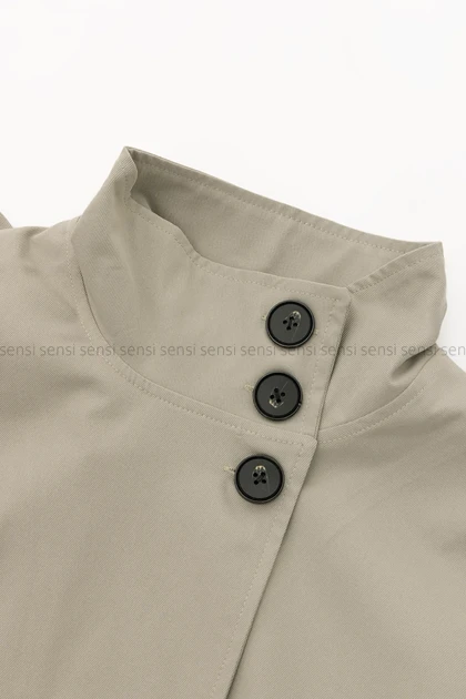 ترنچ کت یقه ایستاده کتان کد1004255