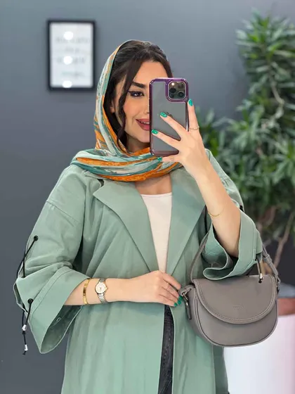 مانتو لینن آستین گت ضربدری