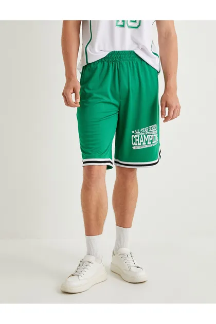 شعار شلوارک بسکتبال چاپ شده کمر الاستیک 4SAM40086MK