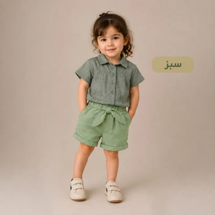 تیشرت شلوارک دخترانه نگین‌دار گلدن