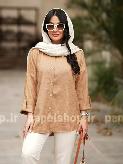 شومیز آستین پاکتی گل برجسته