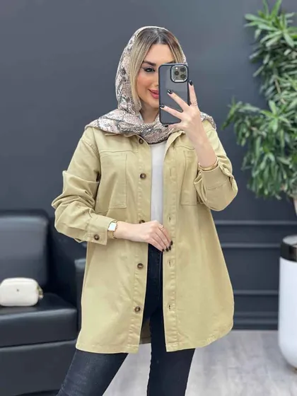مانتو جلو دکمه دو جیب