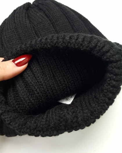 کلاه بافت مردانه دو لایه سیلکا طرح نایک مشکی