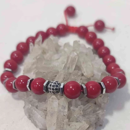 دستبند سنگ مرجان قرمز