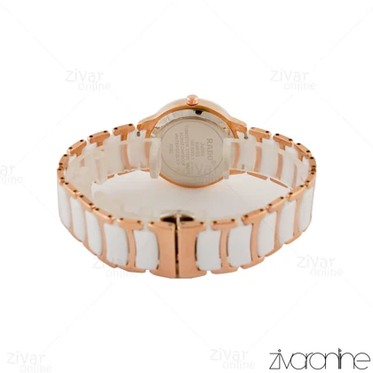 ساعت رادو زنانه سرامیکی دو رنگ رزگلد صفحه سفید 105018