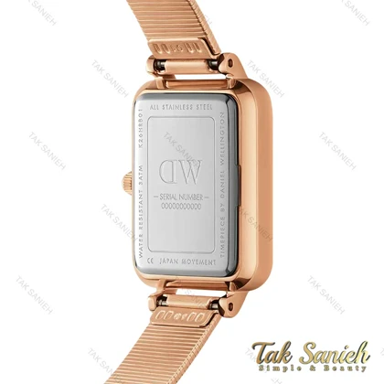 ساعت دنیل ولینگتون زنانه کوادرو رزگلد صفحه صدف نگین‌دار DW-4317-L