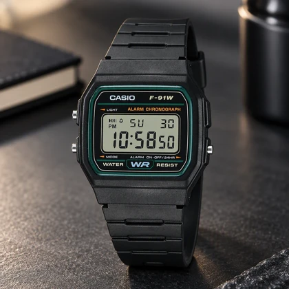 ساعت مچی کاسیو F-91W-3 نوستالژی مشکی سبز Casio-10263-U
