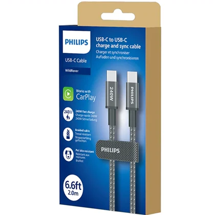 کابل تایپ سی 240 وات فیلیپس Philips مدل DLC7060C کارپلی با طول 2 متر