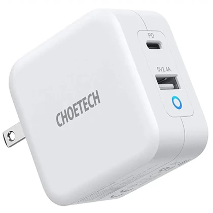 شارژر دیواری چویتک CHOETECH مدل PD8002 توان 65 وات دو پورت
