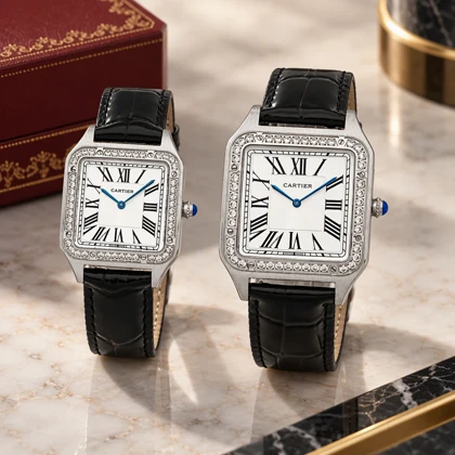 ساعت ست کارتیر دومونت سیلور دورنگین Cartier-8887-S