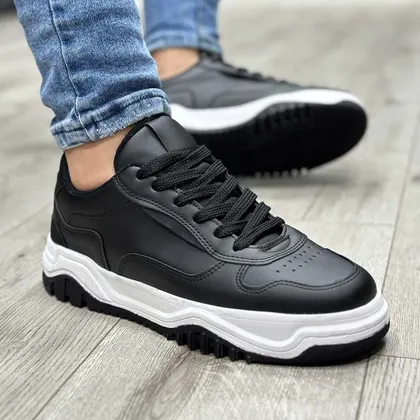 کفش برشکا مردانه مشکی زیره سفید bershka