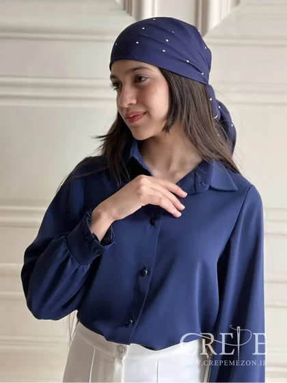 شومیزالیزه یقه مردانه آستین چین‌دار