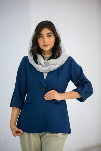 کت زنانه ژاکارد آستین دکمه