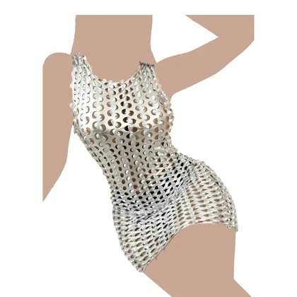 پیراهن دیسکویی فلسی رنگ نقره ای برند ویتاریتا کد 882