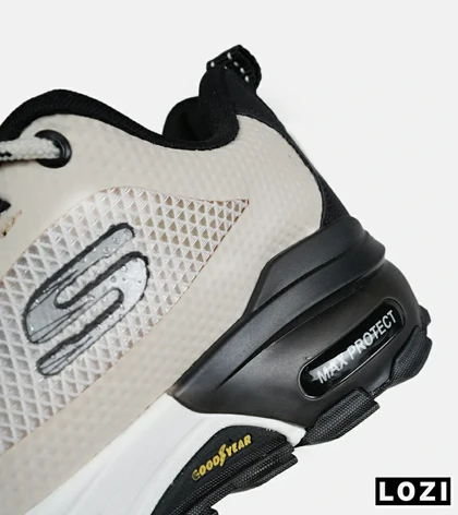 کفش کتانی طبی ورزشی کرم مشکی SKECHERS max protect مدل 7566