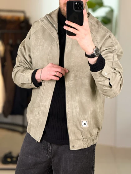 جکت چرم سبز سیج 6590