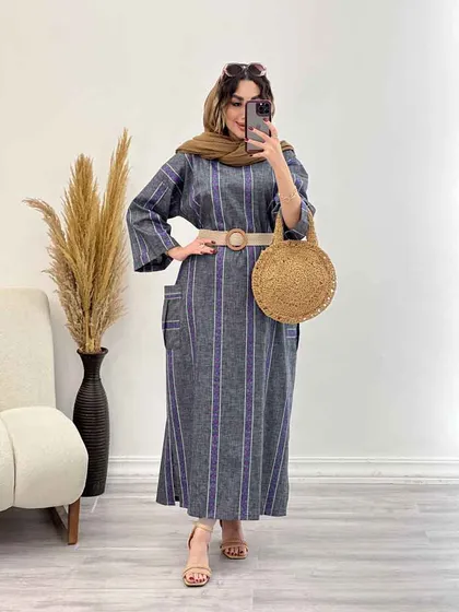 پیراهن جلو بسته دو جیب پیله