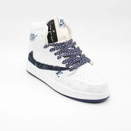 نایک ترویس ساق‌دار سفید سرمه ای کد 6896