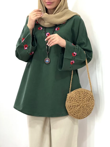 مانتو لینن گلدوزی نرگس کد 7033