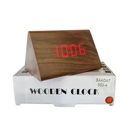 ساعت رومیزی دیجیتال وودن کلاک مدل مثلث