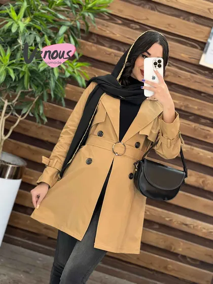 بارانی چهاردکمه کمردار