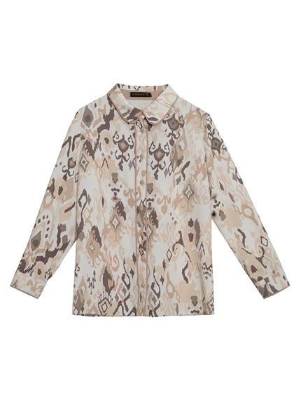 شومیز زنانه طرح دار کرپ الیزه یقه مردانه 30102